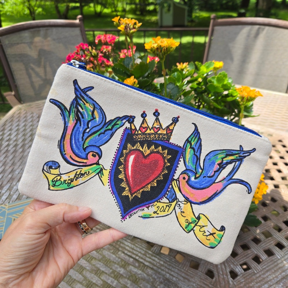 Brighton Pouch Women Tattoo Heart‎ Love of Art 2019 Canvas Makeup Bag Zip Travel